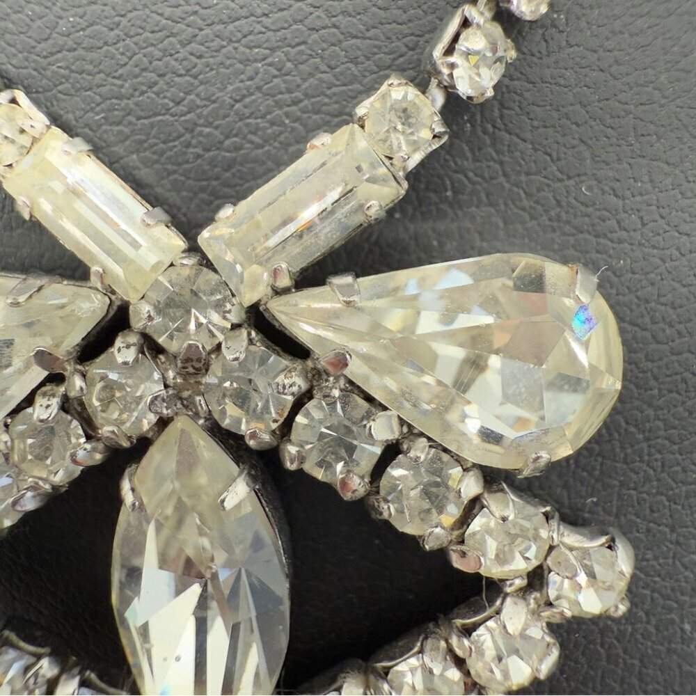Rare 1940s Old Hollywood Vintage Rhinestone Necklace Signed Jayflex Sterling - Picture 4 of 10
